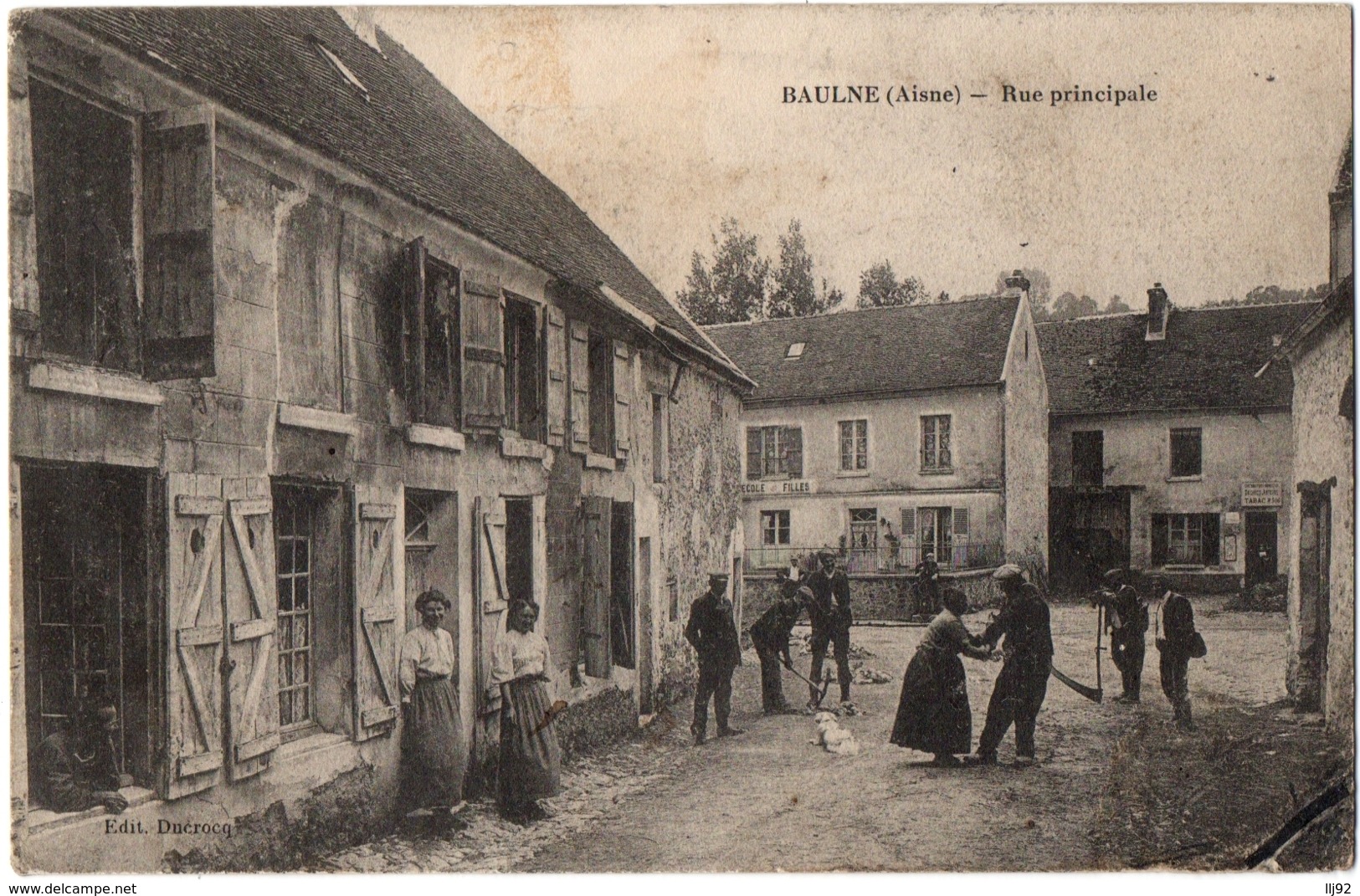 CPA 02 - BAULNE (Aisne) - Rue Principale (animée) - Ed. Ducrocq - Autres & Non Classés