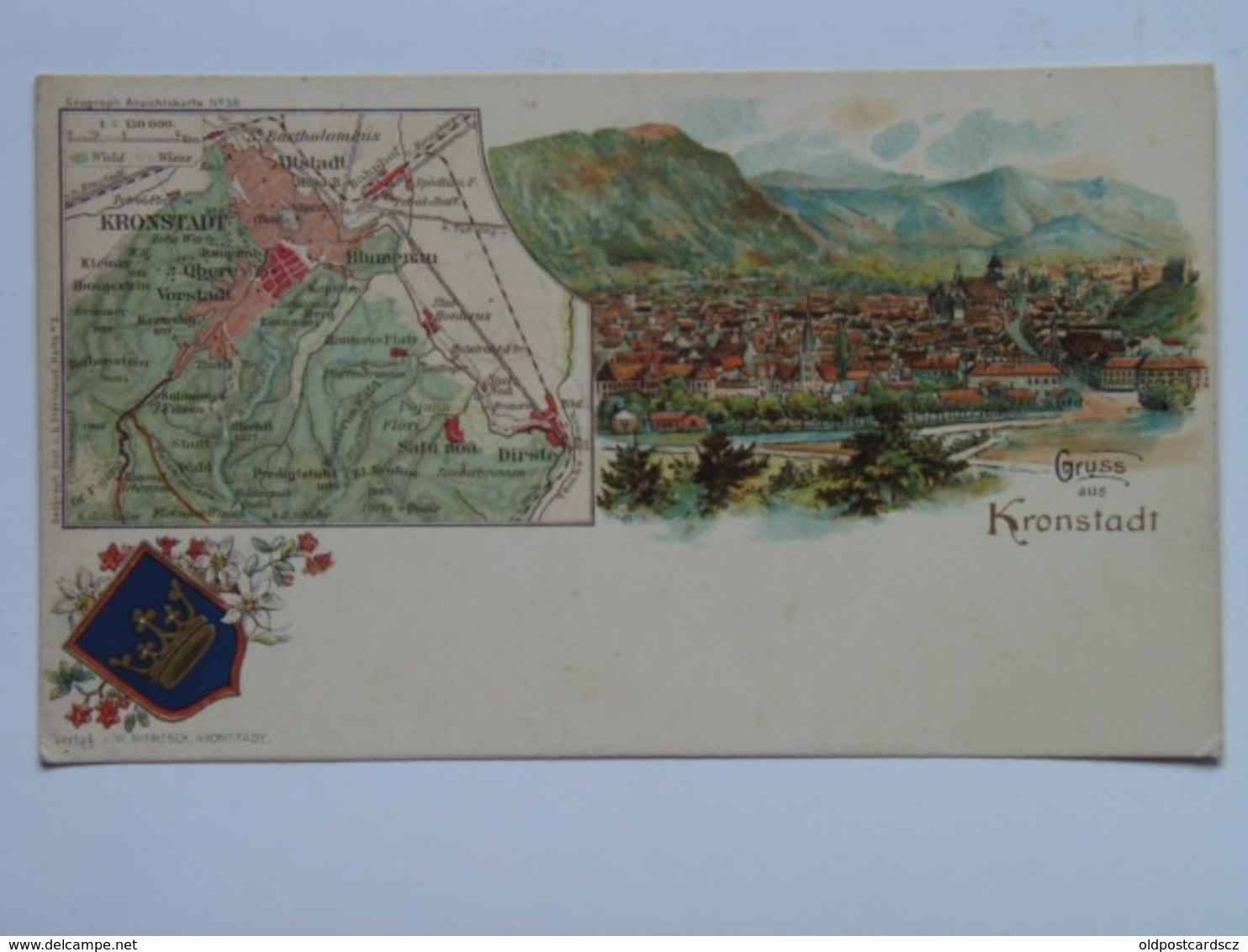 Romania F32 Kronstadt Brasov Braila Gruss Map Litho 1900 - Rumänien