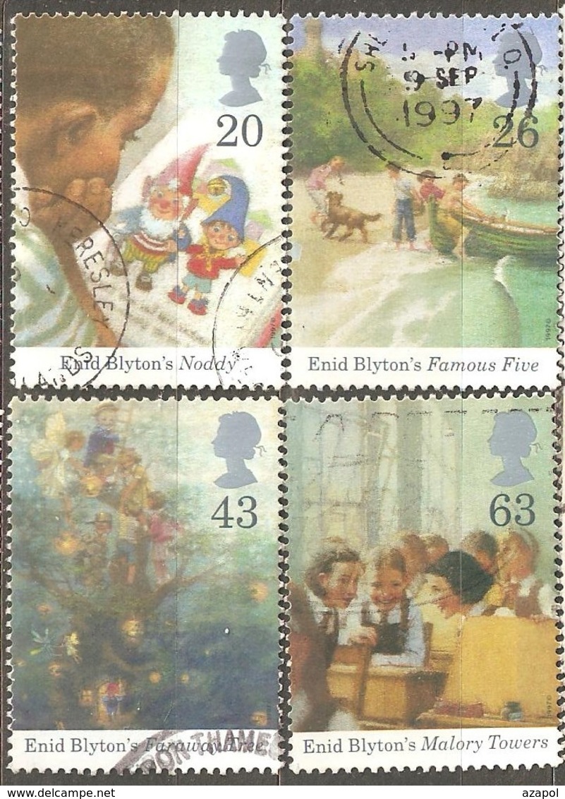 Great Britain: 4 Used Stamps From A Set, 100 Years Of E.Blyton, 1997, Mi#1709-1712 - Oblitérés