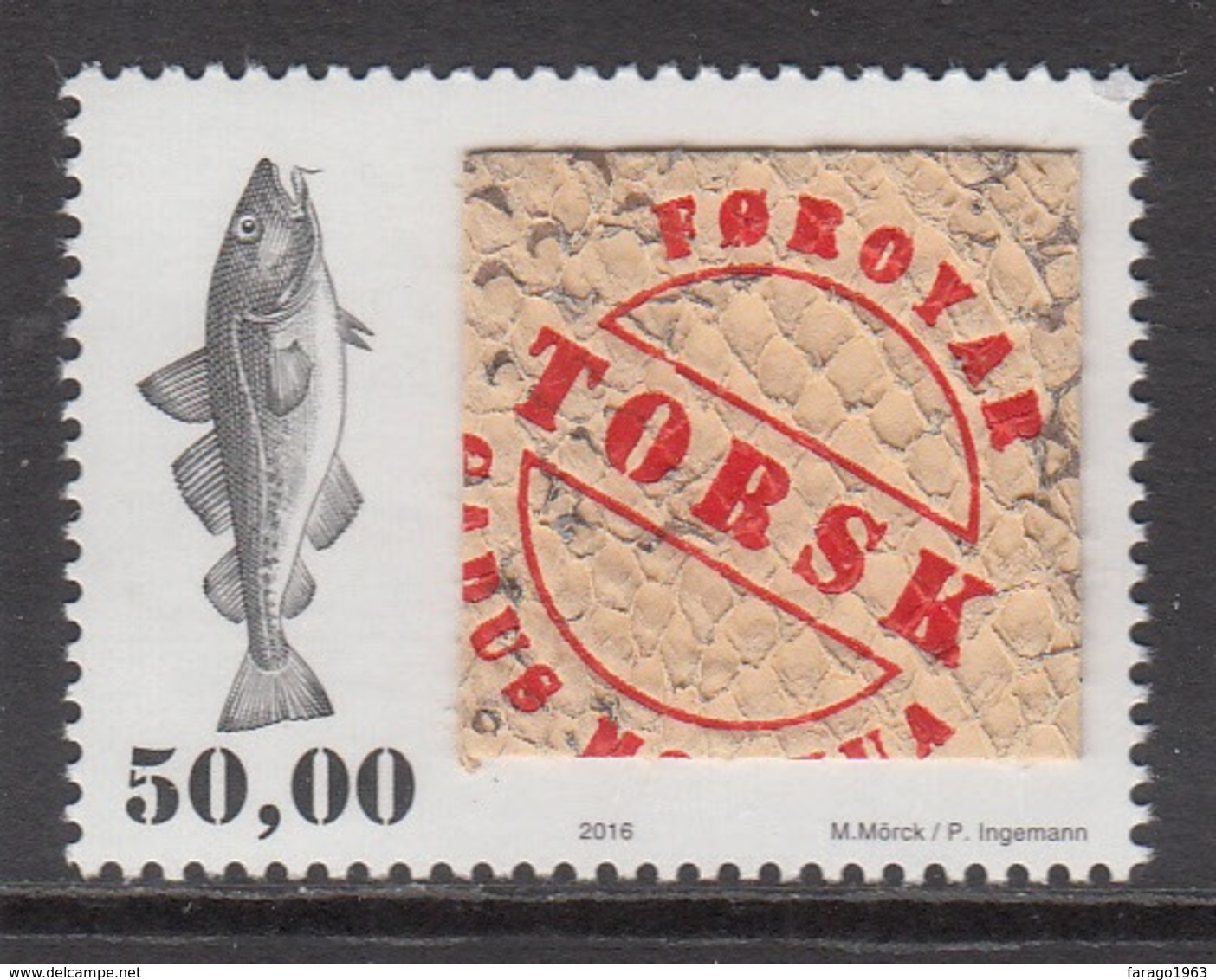 2016 Faroe Islands Fish Skin  Complete Set Of 1  MNH  @ 80% Face Value - Fische