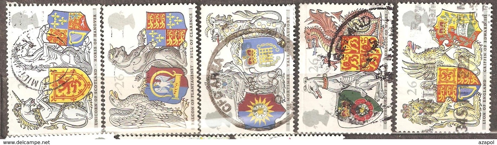 Great Britain: Full Set Of 5 Used Stamps, 650 Years Of Garter, 1998, Mi#1734-1738 - Usados