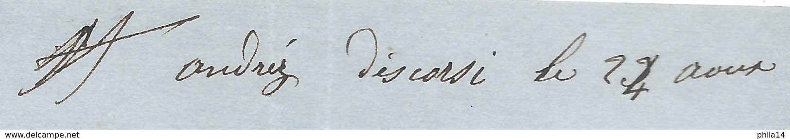 N° 29 BLEU NAPOLEON SUR LETTRE / VILLARS LES DOMBES AIN POUR CHATILLON EN MICHAILLE 1867 / GC 4217 IND 9 - 1849-1876: Période Classique