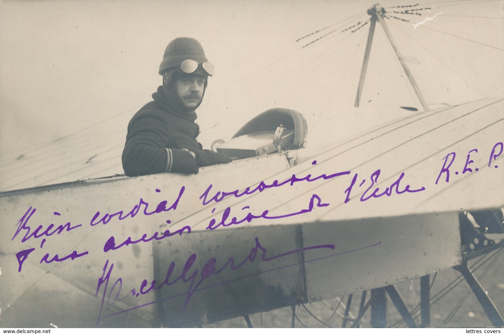 Pionnier Aviation GARDE - Texte Et Signature AUTOGRAPHE Sur  CP PHOTO - " Ancien éléve Ecole R.E.P. " - Luftfahrt