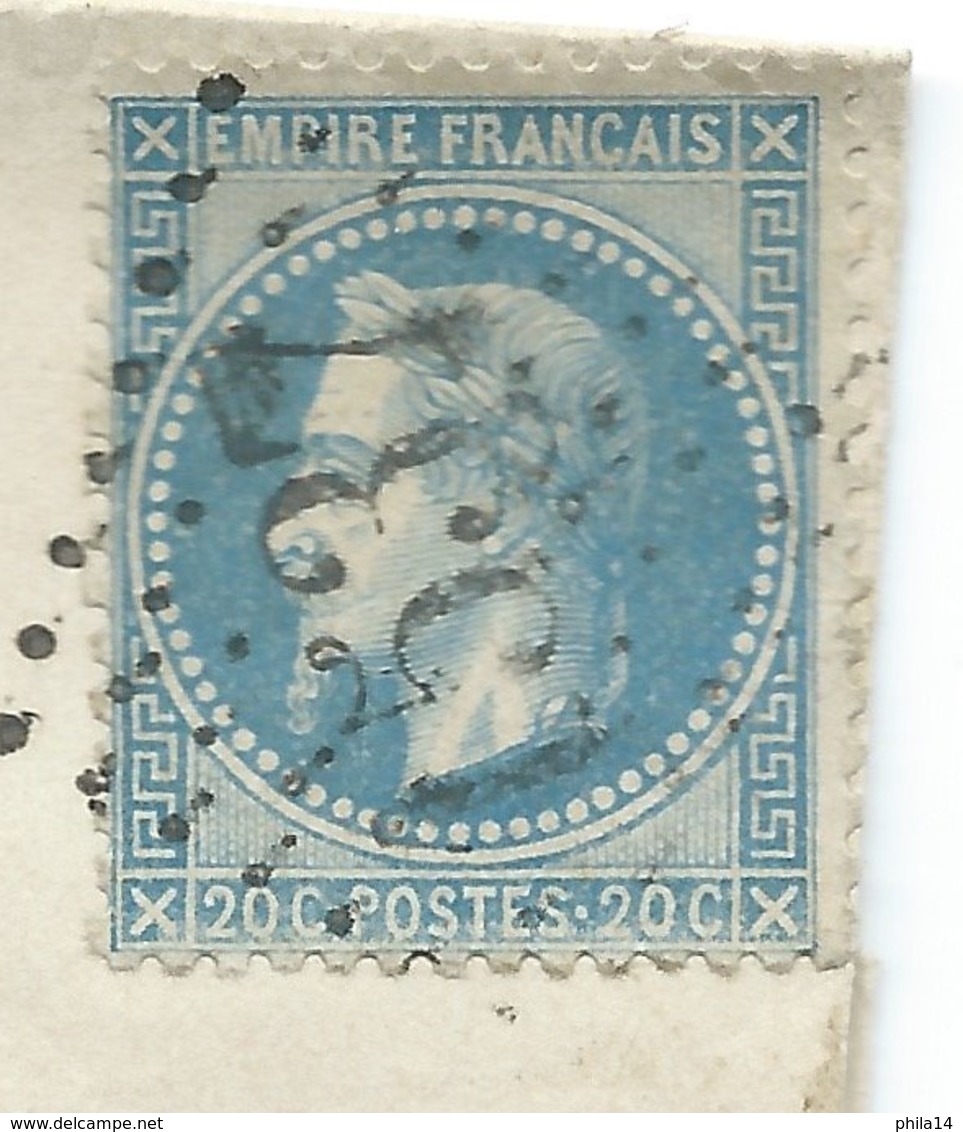 N° 29 BLEU NAPOLEON SUR LETTRE / FONTAINE LE DUN POUR CAEN 1870 / OR LA GAILLARDE - 1849-1876: Klassik