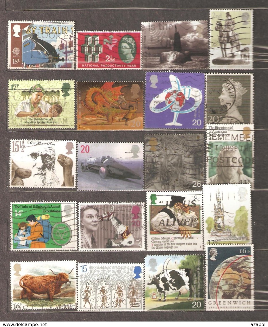 Great Britain: Selection Of 20 Different Used Stamps, Various Years, Lot 4 - Collections