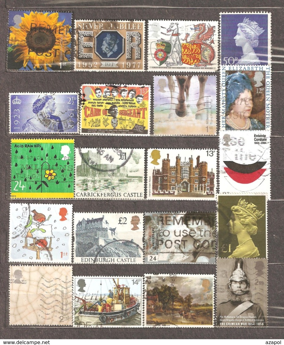 Great Britain: Selection Of 20 Different Used Stamps, Various Years, Lot 8 - Collections