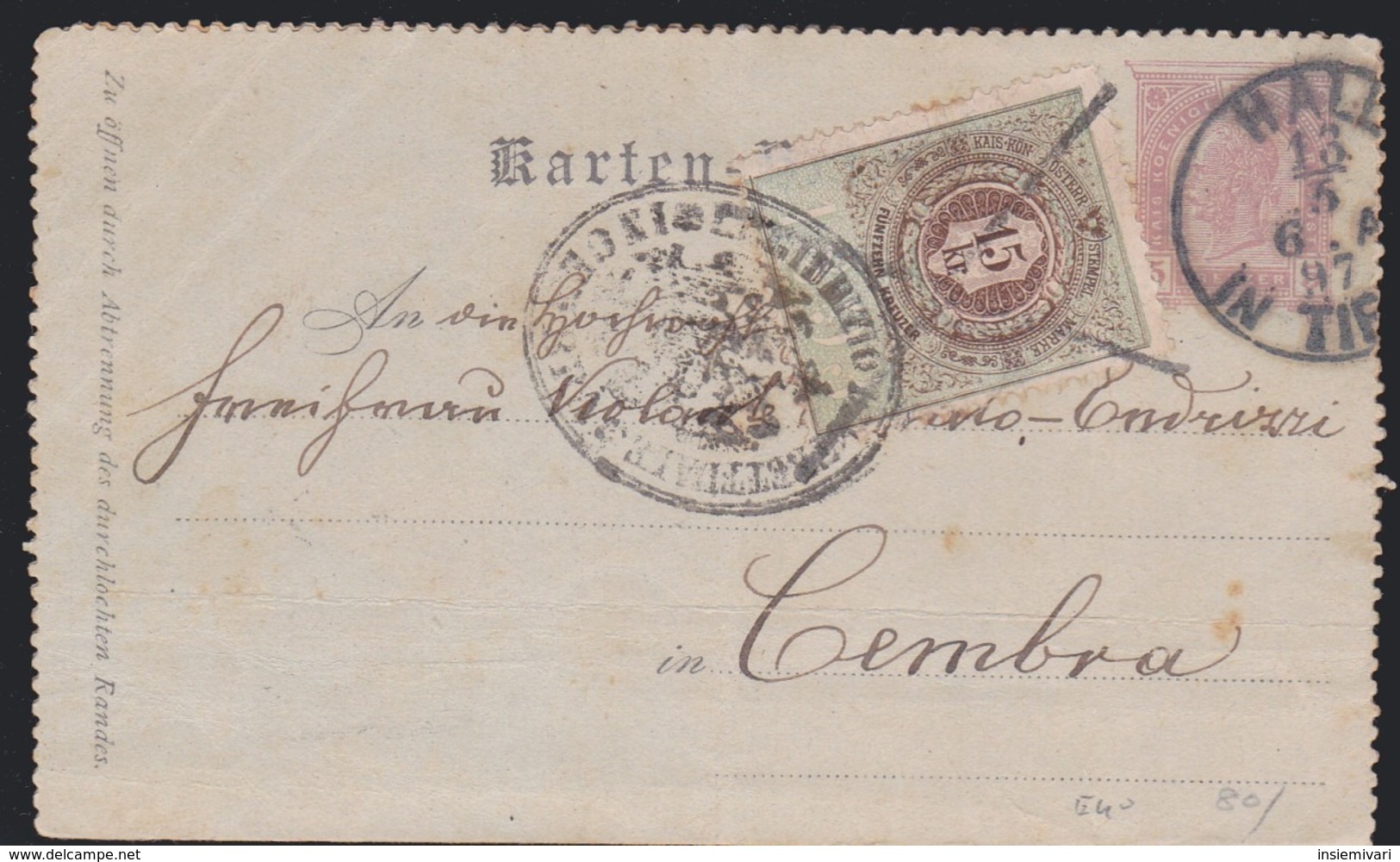 AUSTRIA 1897 -- CARTA POSTALE. - Storia Postale