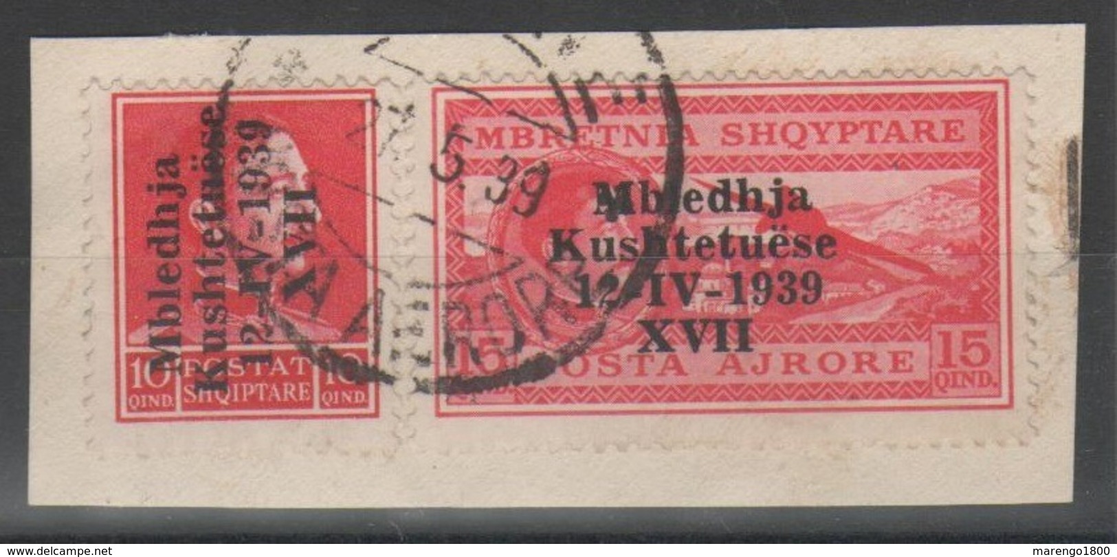 Albania 1939 - Frammento Con Costituente 10 Q. E P.a. 15 Q.       (g6251) - Albania