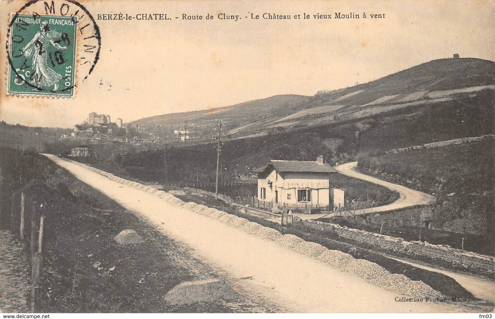 Berzé Le Châtel Voie Ferrée Sans Train Et Vieux Moulin à Vent Canton Cluny - Autres & Non Classés
