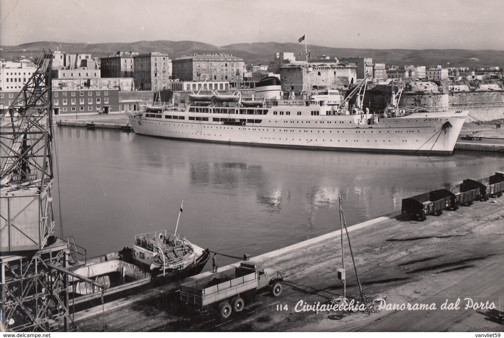 CIVITAVECCHIA-PANORAMA DEL PORTO-CARTOLINA VERA FOTOGRAFIA-VIAGGIATA IL 19-12-1954 - Civitavecchia