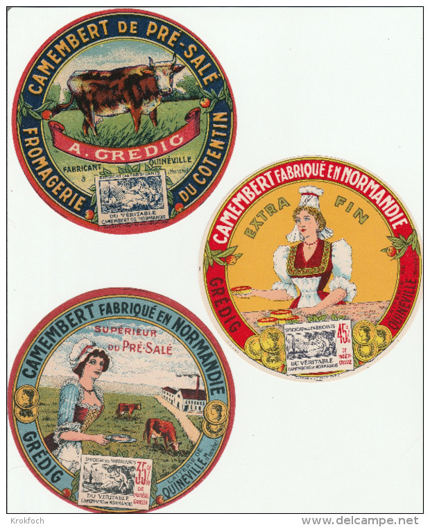 Camembert Du Cotentin - Laiterie De Quinéville Manche - 3 étiquettes Différentes Neuves - Fromage Vache - Fromage