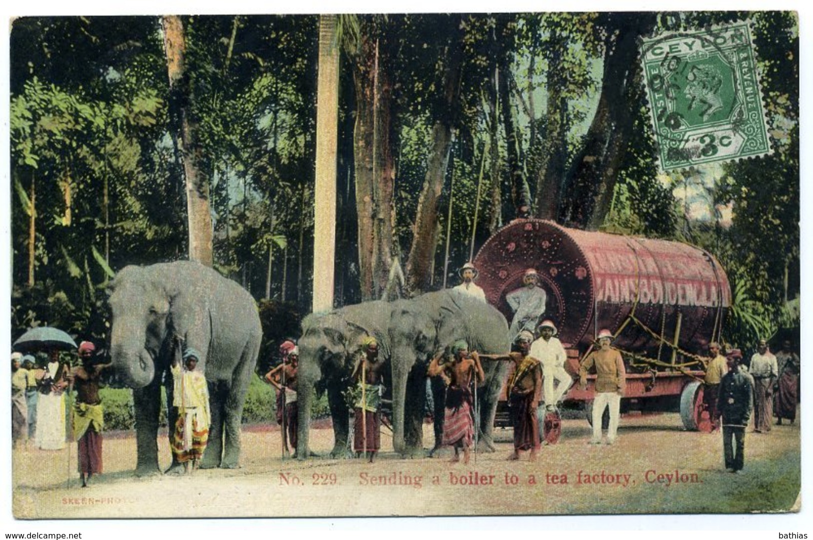 CEYLAN (Ceylon). Sending A Boiler To A Tea Factory (Attelage D'éléphants) - Sri Lanka (Ceylon)