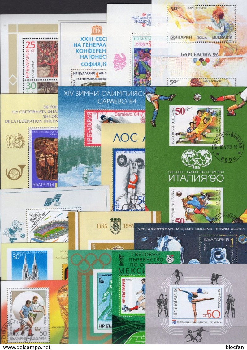 Bulgarian Lot 16 Blocks **/o 80€ Motiv Sport Kunst Bloque History Hb CEPT Blocs Art Space Sheets Olympic Bf Soccer - Collections, Lots & Series