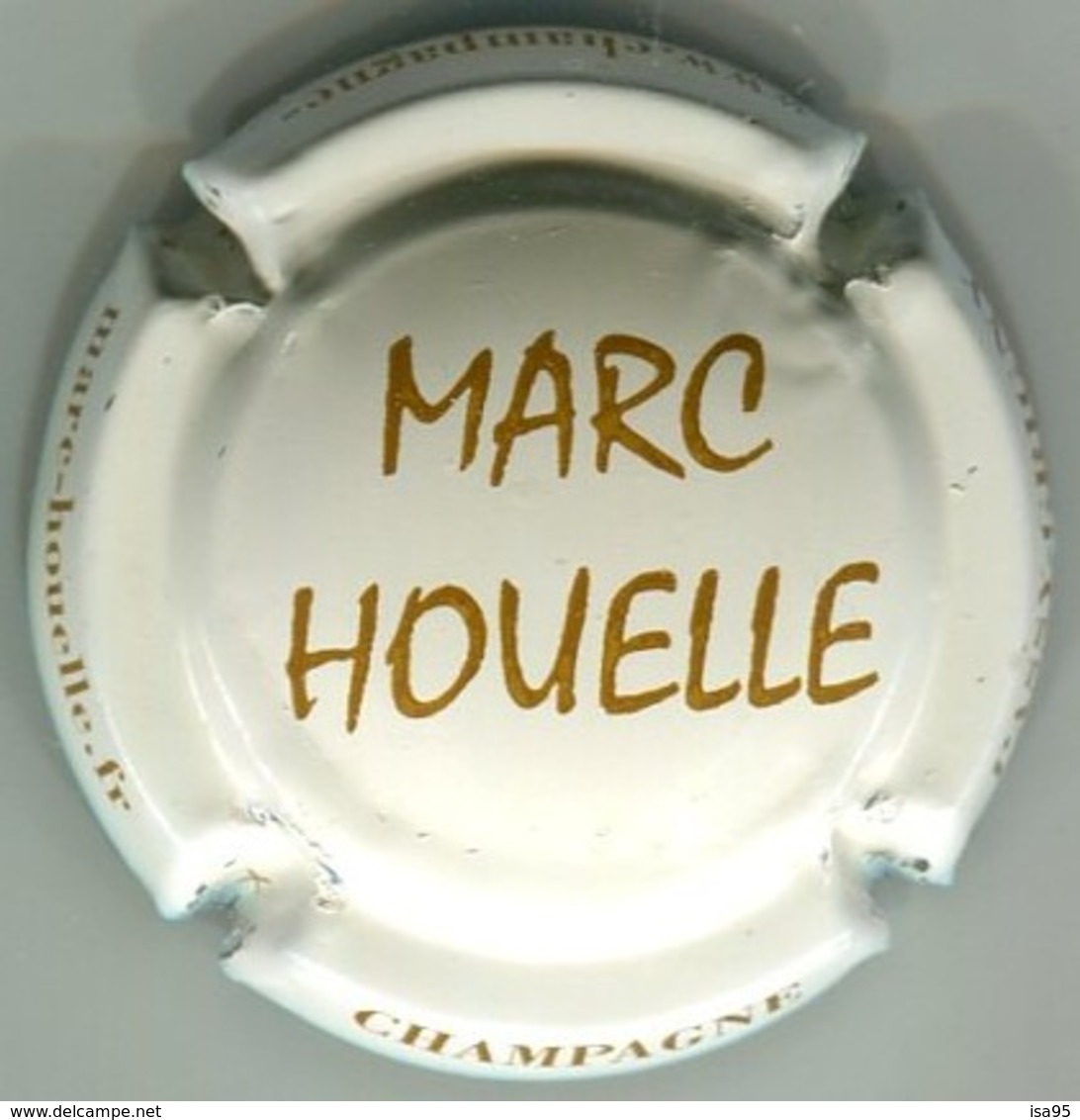 CAPSULE-CHAMPAGNE HOUELLE Marc N°16c Crème Et Marron, Nom Au Centre - Autres & Non Classés
