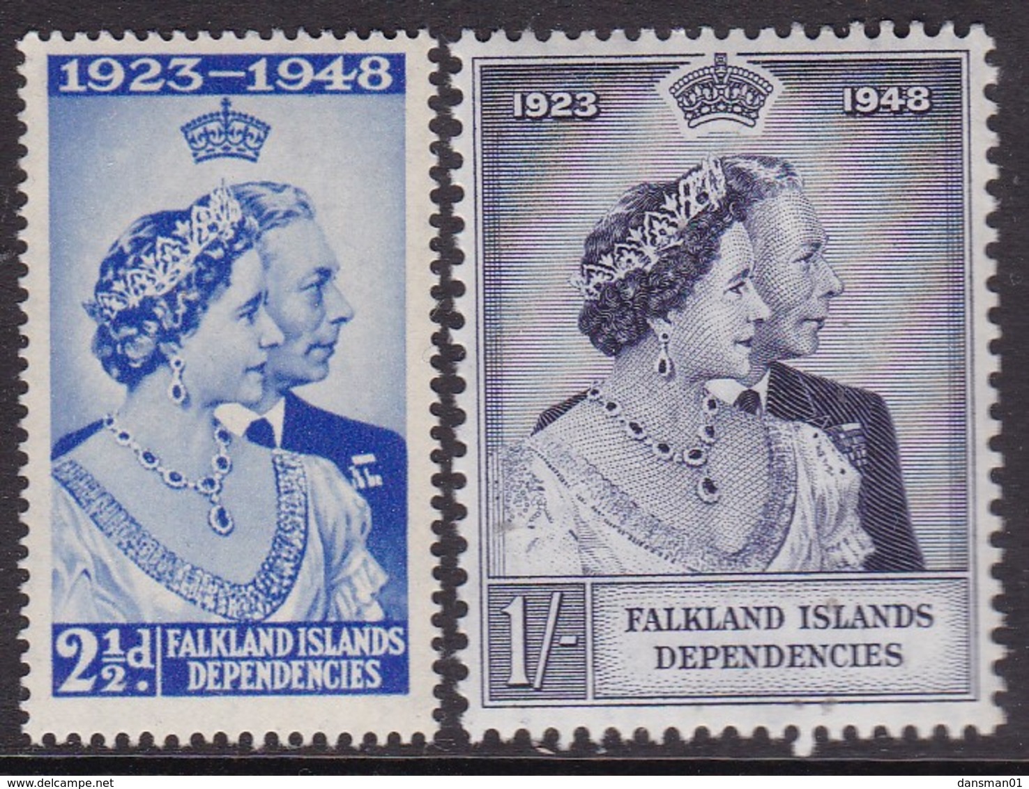 Falkland Islands Dependences 1948 Silver Jubilee Sc IL11-12 Mint Never Hinged - Isole Falkland
