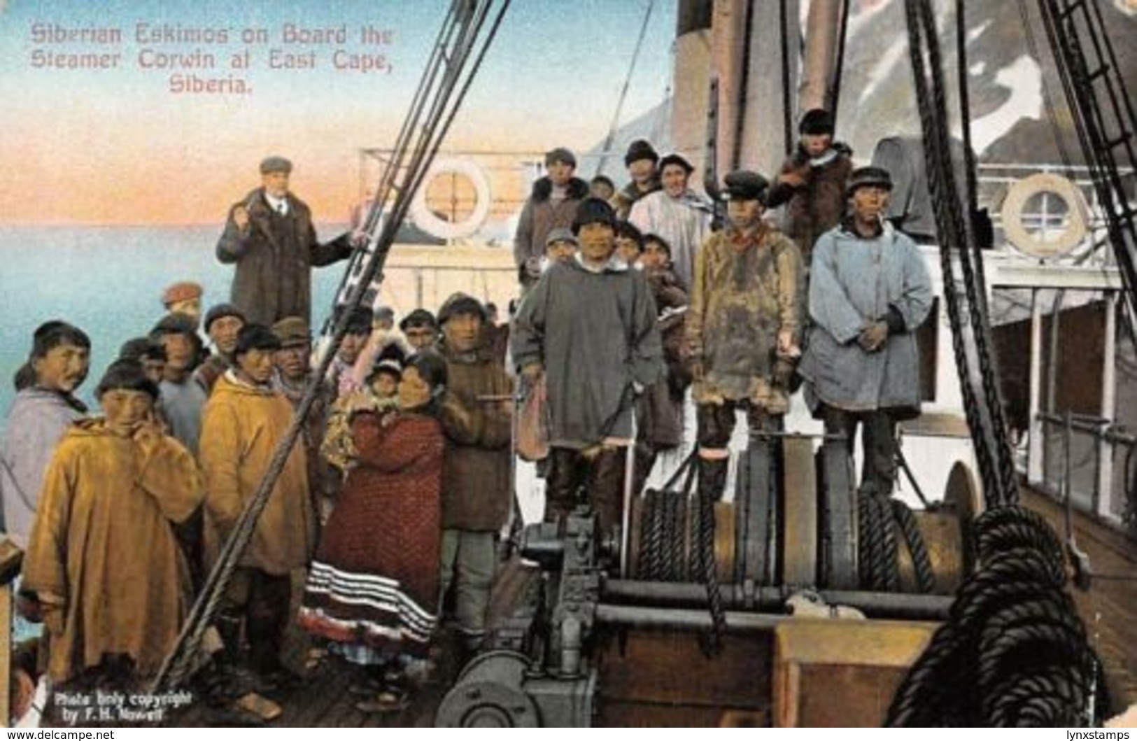 Russia Siberia Steamer Corwin, East Cape, Siberian Eskimos On Board F.H. Nowell - Russia
