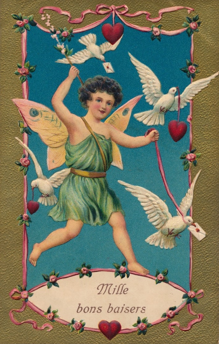 I166 - Carte Gaufrée - Enfant - Putti - Oiseaux - Sonstige & Ohne Zuordnung