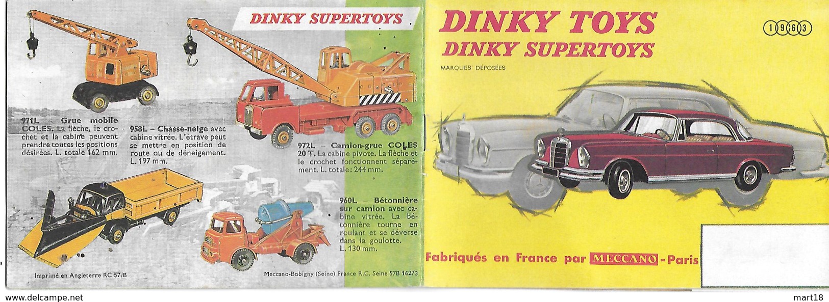 Catalogue DINKY TOYS - 1963 - Original - Dépliant - Dinky Supertoys - - Toy Memorabilia