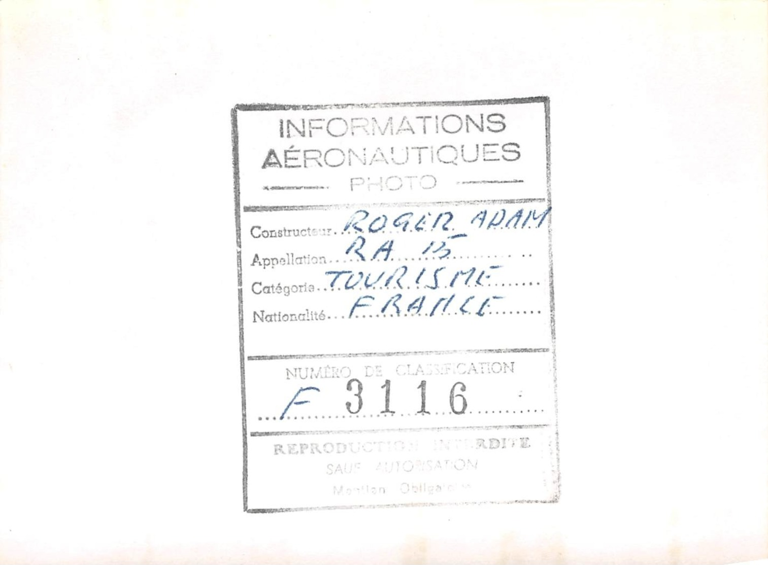 INFORMATIONS AERONAUTIQUES PHOTO - ADAM RA-15 MAJOR : BIPLACE DE TOURISME, MONOPLAN À AILE HAUTE DÉRIVÉ DU RA-14, - Aviation