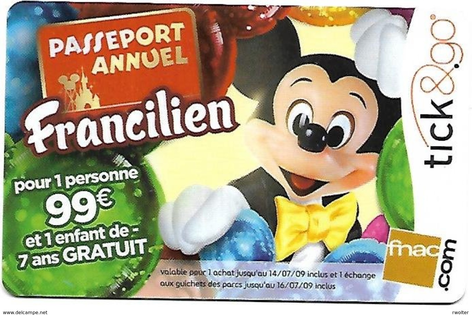 @+ Passeport Disneyland Paris Annuel Francilien - Tick & Go - Passeports Disney