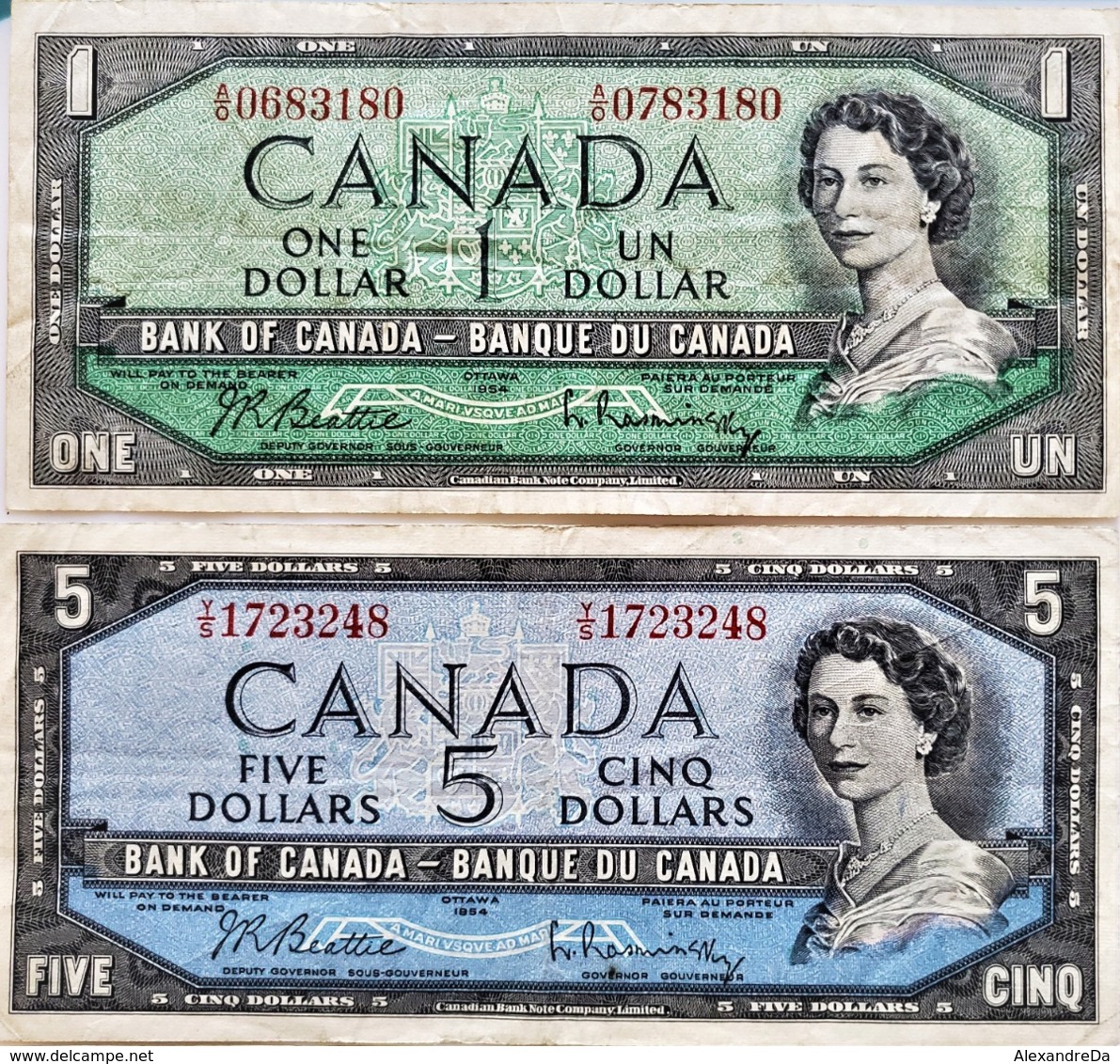 Lot Full Banknotes 1954 Circulated "100$+50$+20$+10$+5$+2$+1$"  VF / XF ! - Canada