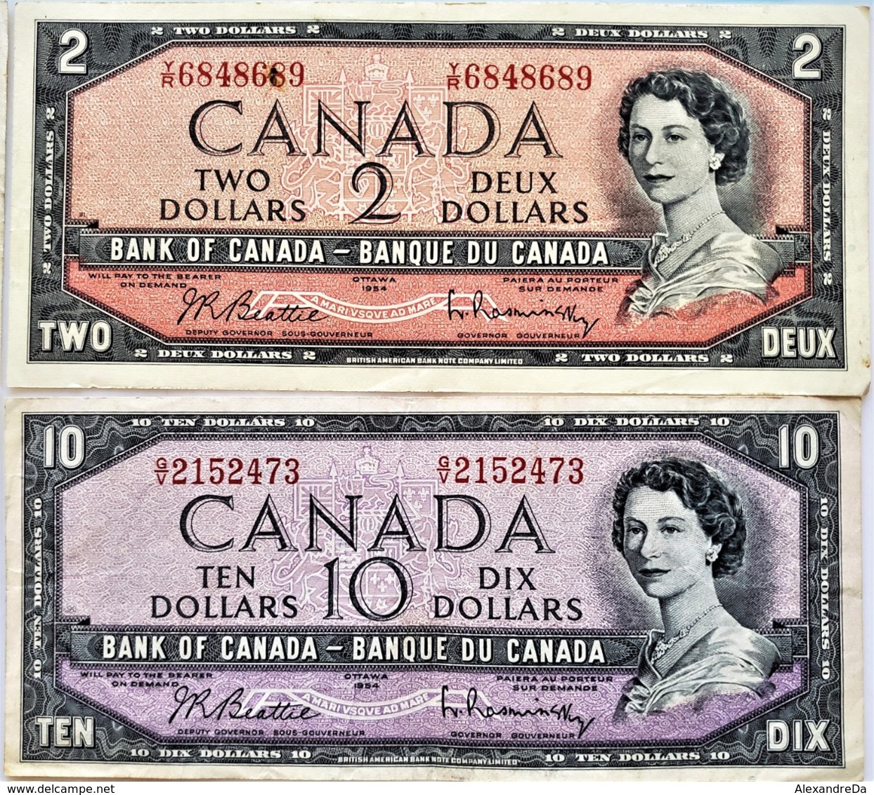 Lot Full Banknotes 1954 Circulated "100$+50$+20$+10$+5$+2$+1$"  VF / XF ! - Canada