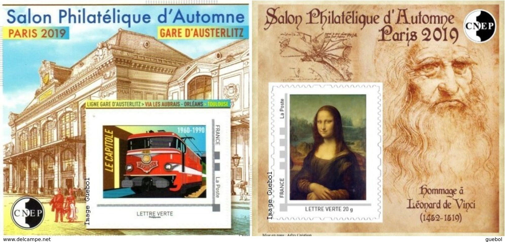 CNEP N°  81 Et 82 De 2019 - Bloc Autoadhésif - Salon D'automne, Gare D'Austerlitz. Léonard De Vinci, La Joconde - CNEP