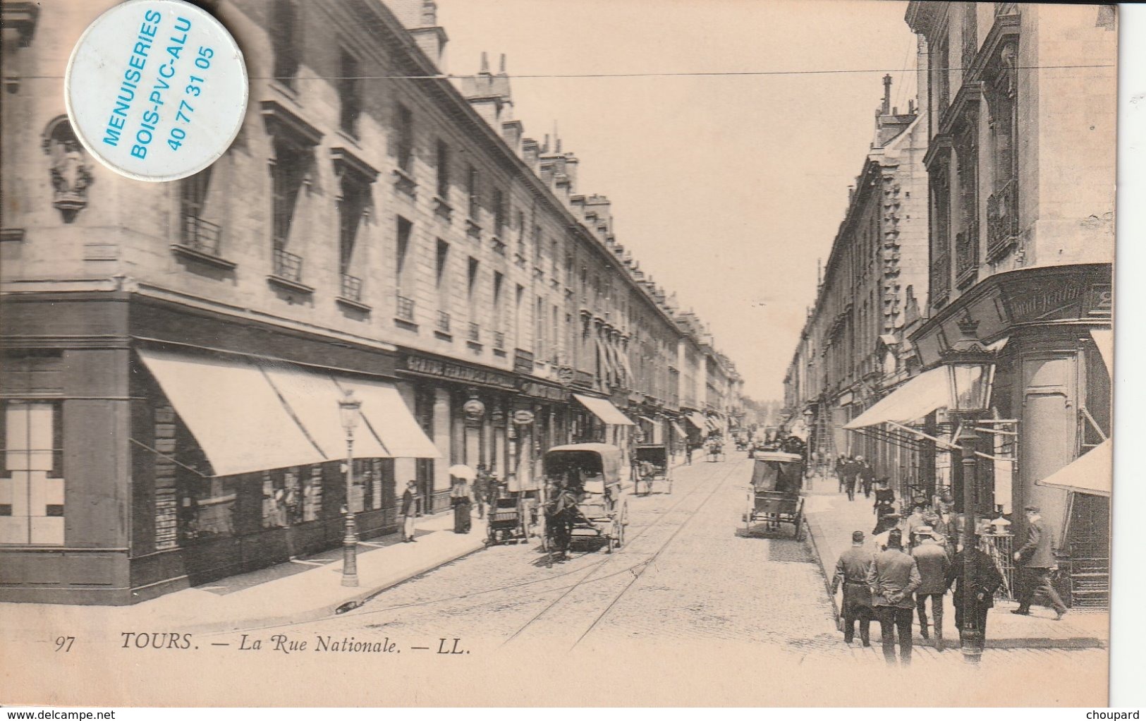 45 - Très Belle Carte Postale Ancienne  De TOURS  La Rue Nationale - Tours
