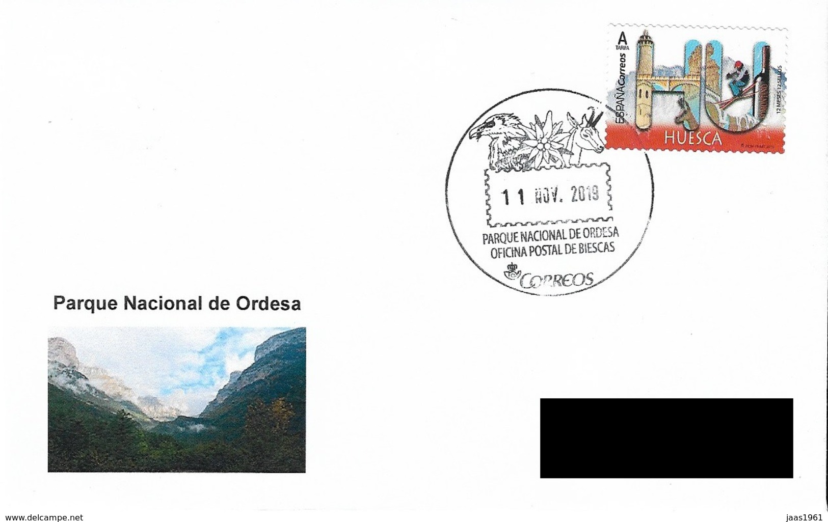 SPAIN. POSTMARK. NATIONAL PARK OF ORDESA. BIESCAS (HUESCA). 2019 - Otros & Sin Clasificación