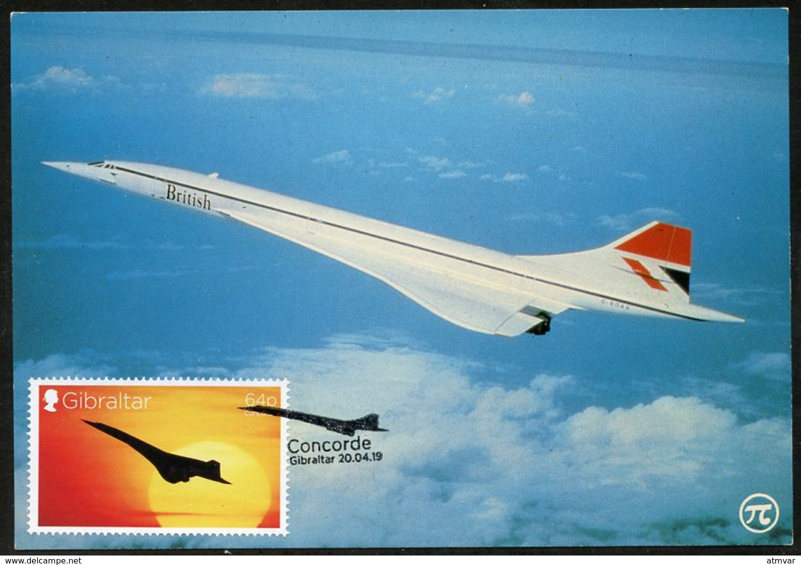 GIBRALTAR (2019). Carte Maximum Card - Concorde, 50th Anniversary - Supersonic Airplane, Avion, Aérospatiale-BAC - Gibraltar