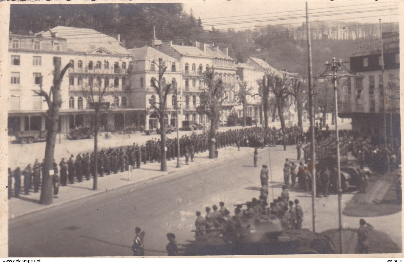 Soldat Armée Militaire Belge Défilé à Spa Char Tank Photo Carte - Krieg, Militär