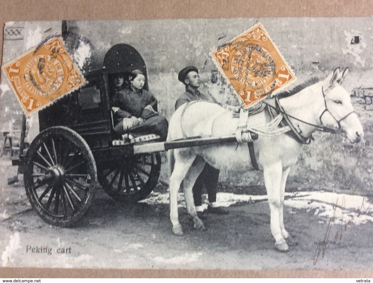 Carte Postale Affranchie (2 Timbres) : Pékin (Date Illisible, Début Du Siècle Dernier) - Cina