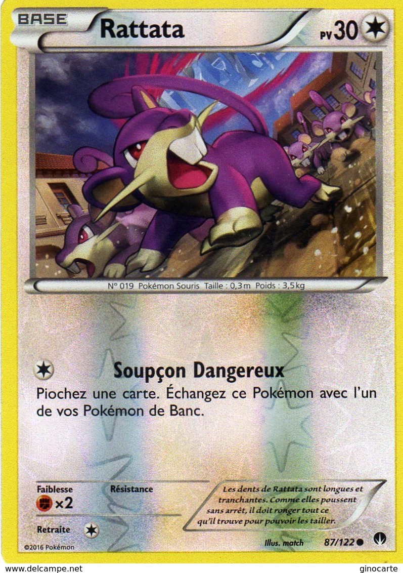 Carte Pokemon 87/122 Rattata 30pv 2016 Reverse - Sonstige & Ohne Zuordnung