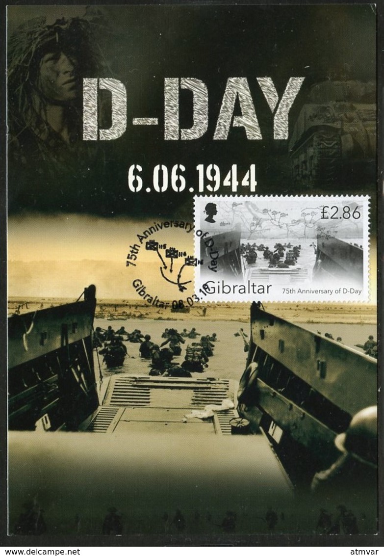 GIBRALTAR (2019). Carte Maximum Card 75th Anniv. D-Day Landings, Battle Of Normandy, Débarquement Normandie Jour J WWII - Gibraltar