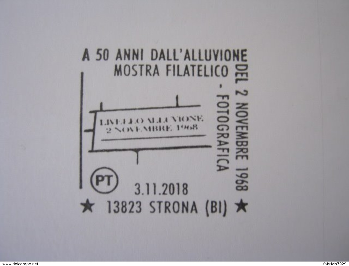 A.03 ITALIA ANNULLO - 2018 STRONA BIELLA 50 ANNI ALLUVIONE DEL 1968 ACQUA FIUME PROTEZIONE AMBIENTE LIVELLO 2 NOVEMBRE - Textil