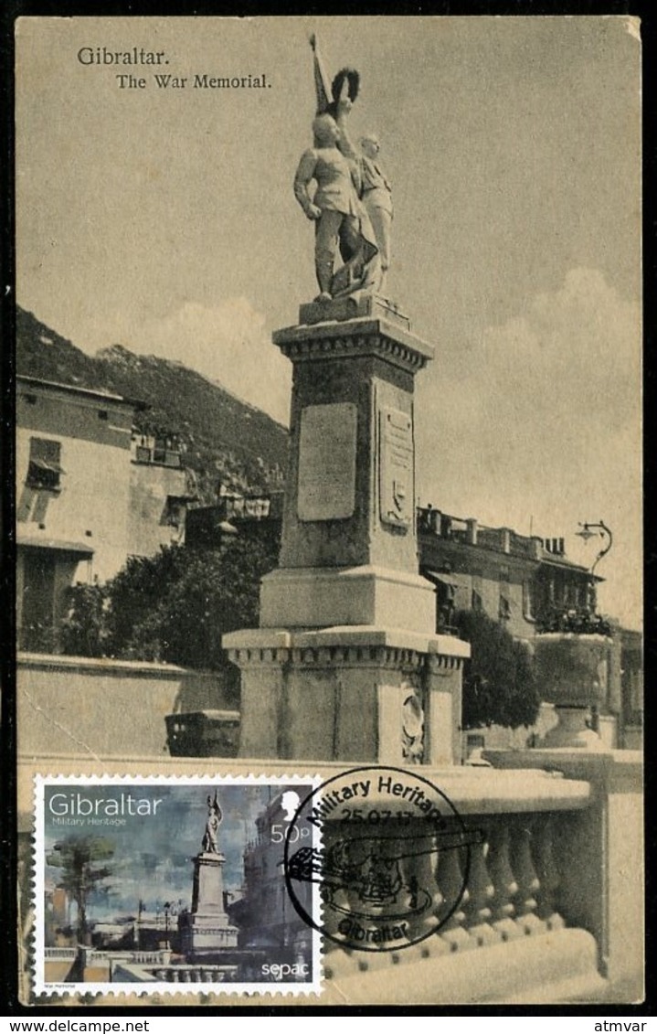 GIBRALTAR (2017). Carte Maximum Card - Gibraltar War Memorial WWI - Military Heritage - Gibraltar