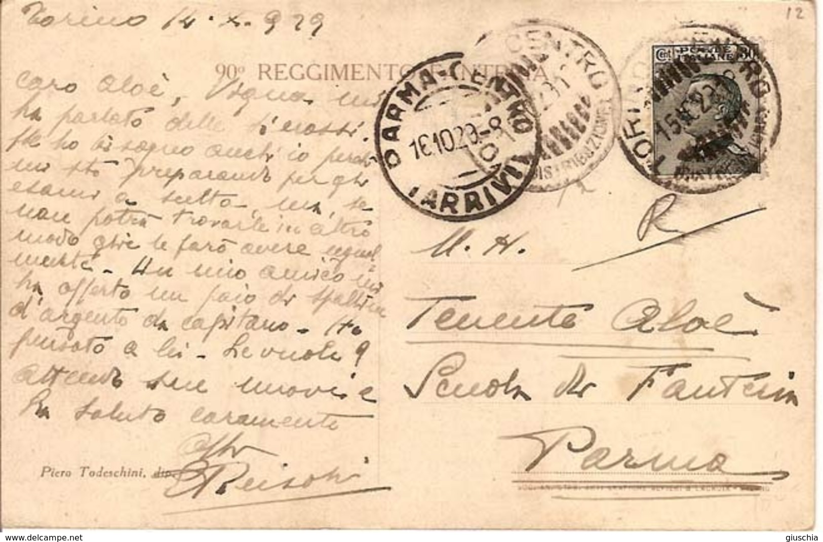 (CM).90° Reggimento Fanteria.F.to Piccolo.Viaggiata (231-a16) - Regiments