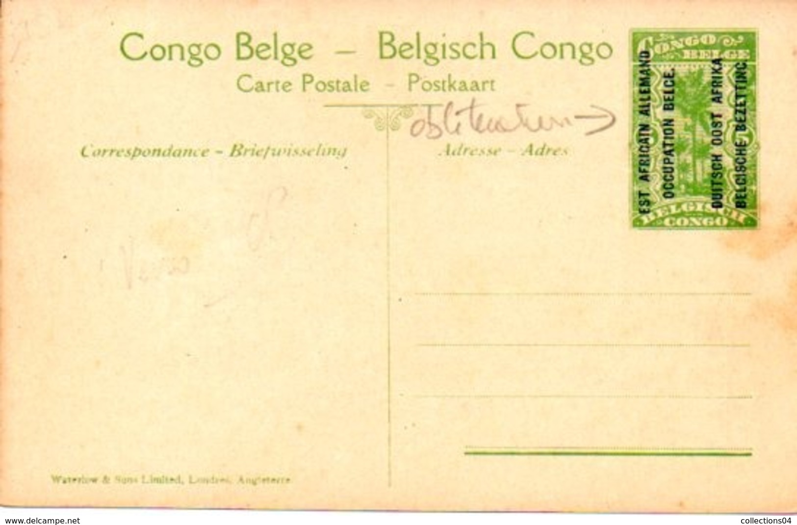 CONGO BELGE / RWANDA / EST AFRICAIN ALLEMAND (occupation Belge)  / GROUPE DE WATUZI ZAIRE / Cachet Occupation :/ - Rwanda