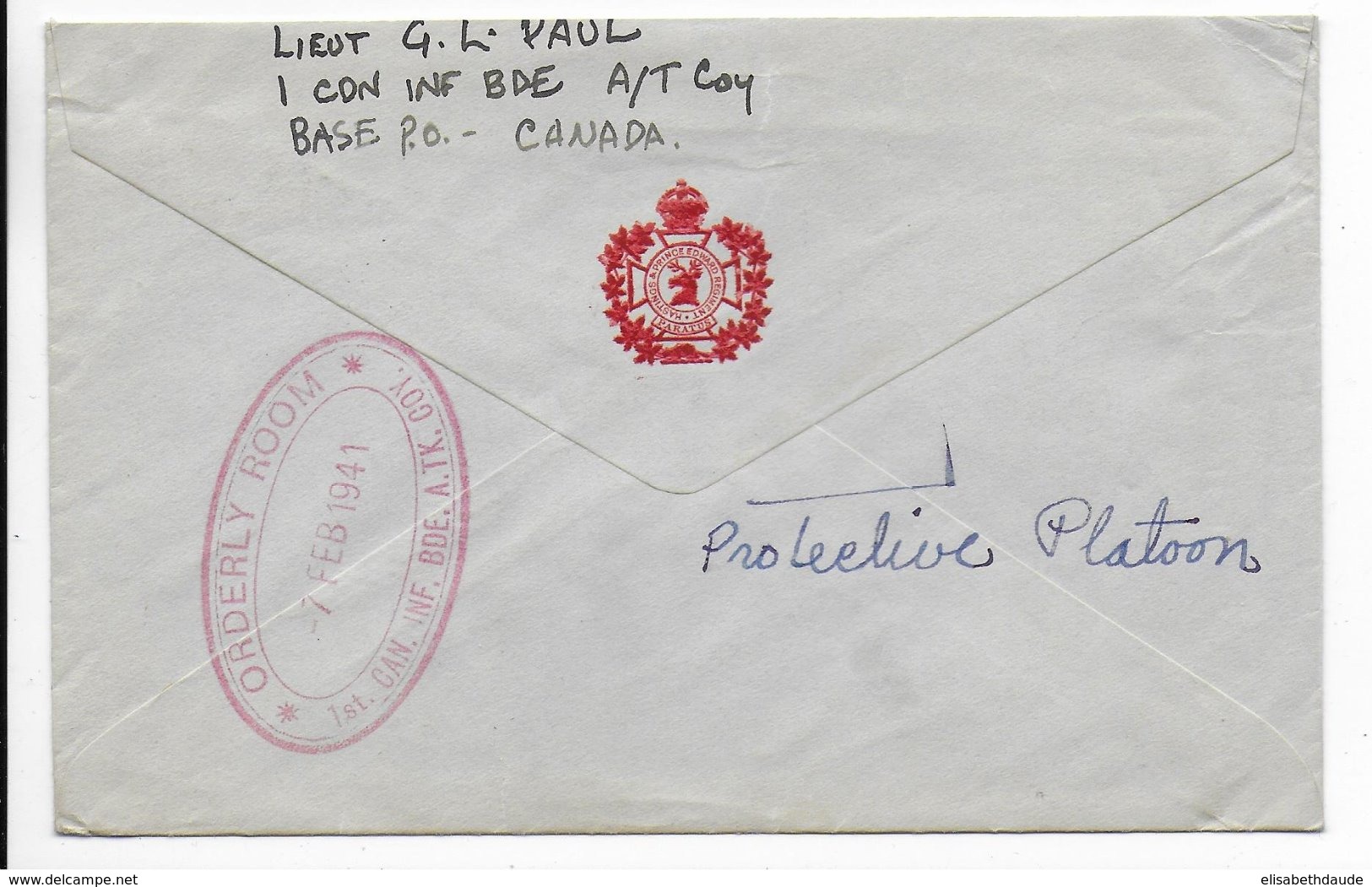 1941 - ARMEE CANADIENNE En EUROPE - ENVELOPPE PO N° 310 (UK) => QUEBEC - Lettres & Documents