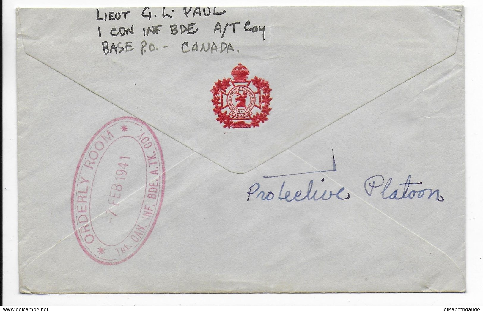 1941 - ARMEE CANADIENNE En EUROPE - ENVELOPPE PO N° 310 (UK) => QUEBEC - Covers & Documents