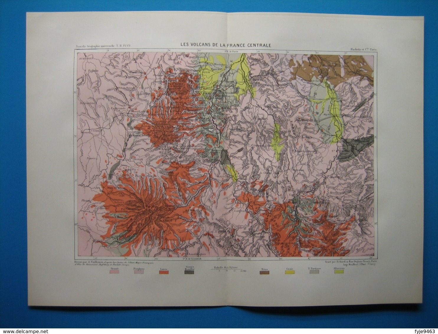 (1885) Carte Géographique " LES VOLCANS DE LA FRANCE CENTRALE " - Non Classés