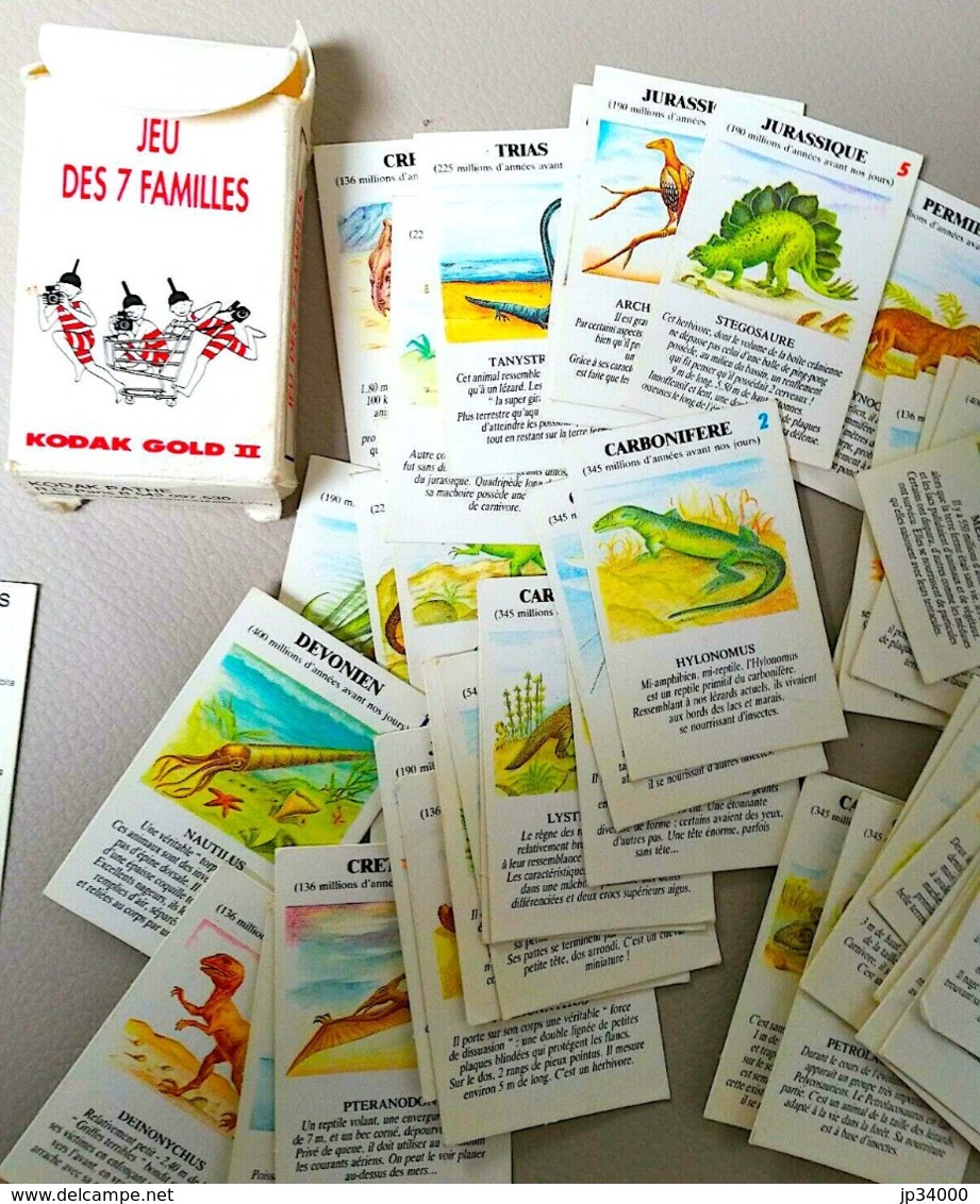 Mini Jeu De Cartes Des Sept 7 Familles KODAK. Dinosaure, Animaux Préhistoriques(FRAIS DE PORT INCLUS) - Autres & Non Classés