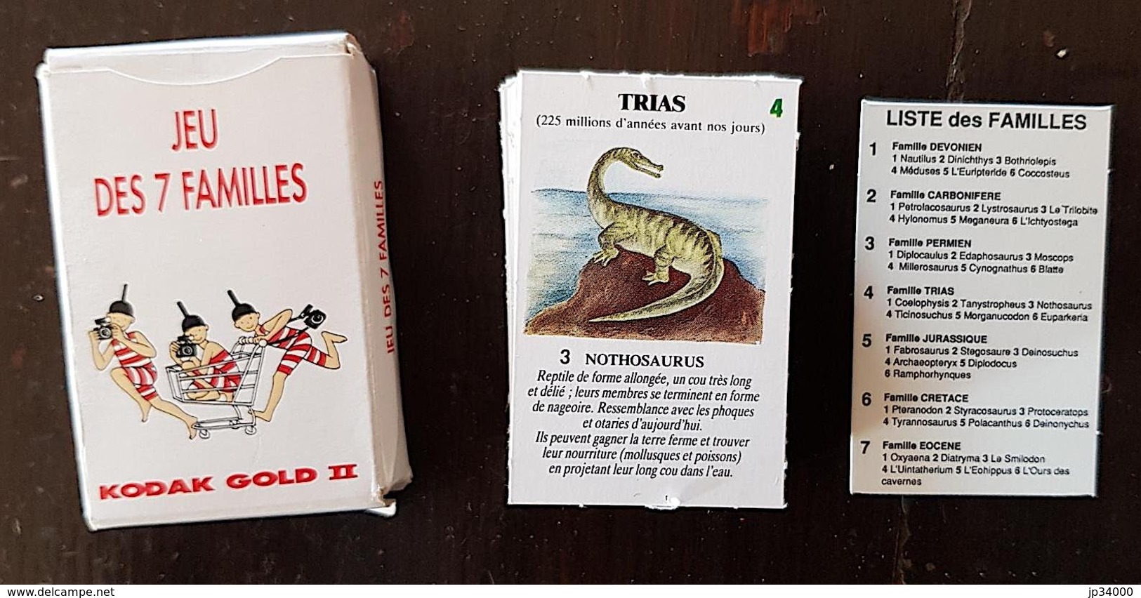 Mini Jeu De Cartes Des Sept 7 Familles KODAK. Dinosaure, Animaux Préhistoriques(FRAIS DE PORT INCLUS) - Autres & Non Classés