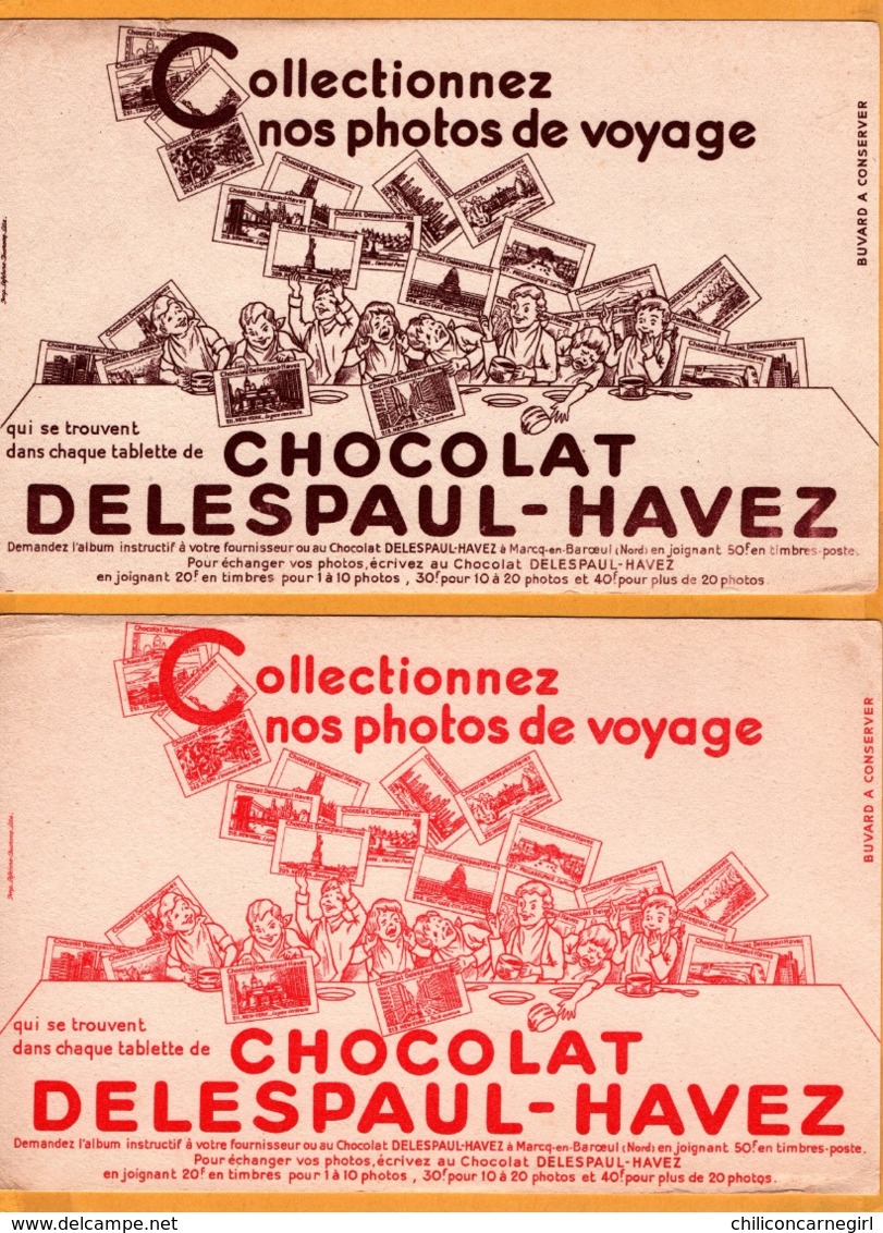 2 BUVARD - BLOTTING PAPER - Chocolat DELESPAUL HAVEZ - Collectionnez Nos Photos De Voyage - MARCQ EN BAROEUL - Cocoa & Chocolat