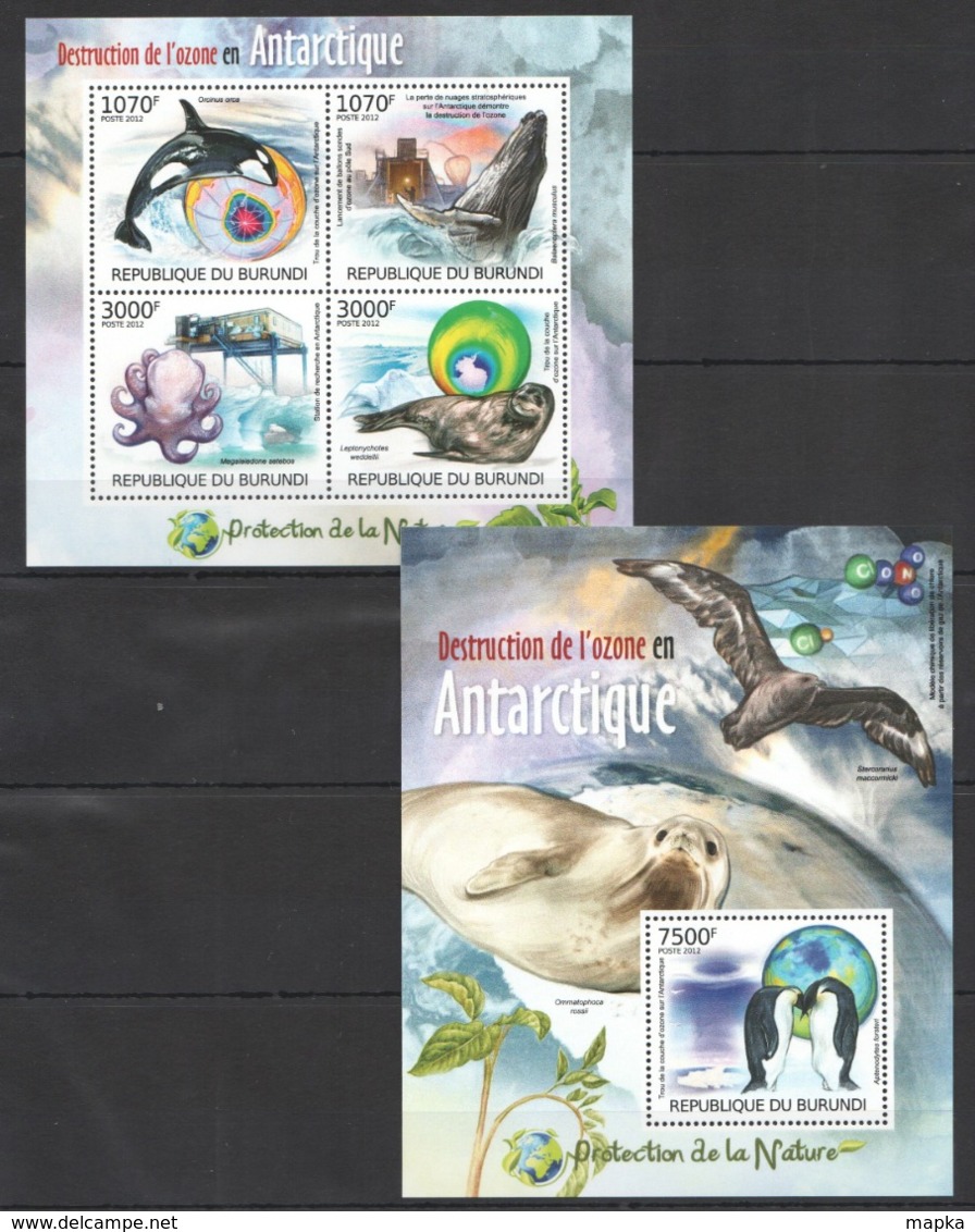 TT081 2012 BURUNDI PROTECTION DE LA NATURE MARINE LIFE EN ANTARCTIQUE 1KB+1BL MNH - Sonstige & Ohne Zuordnung