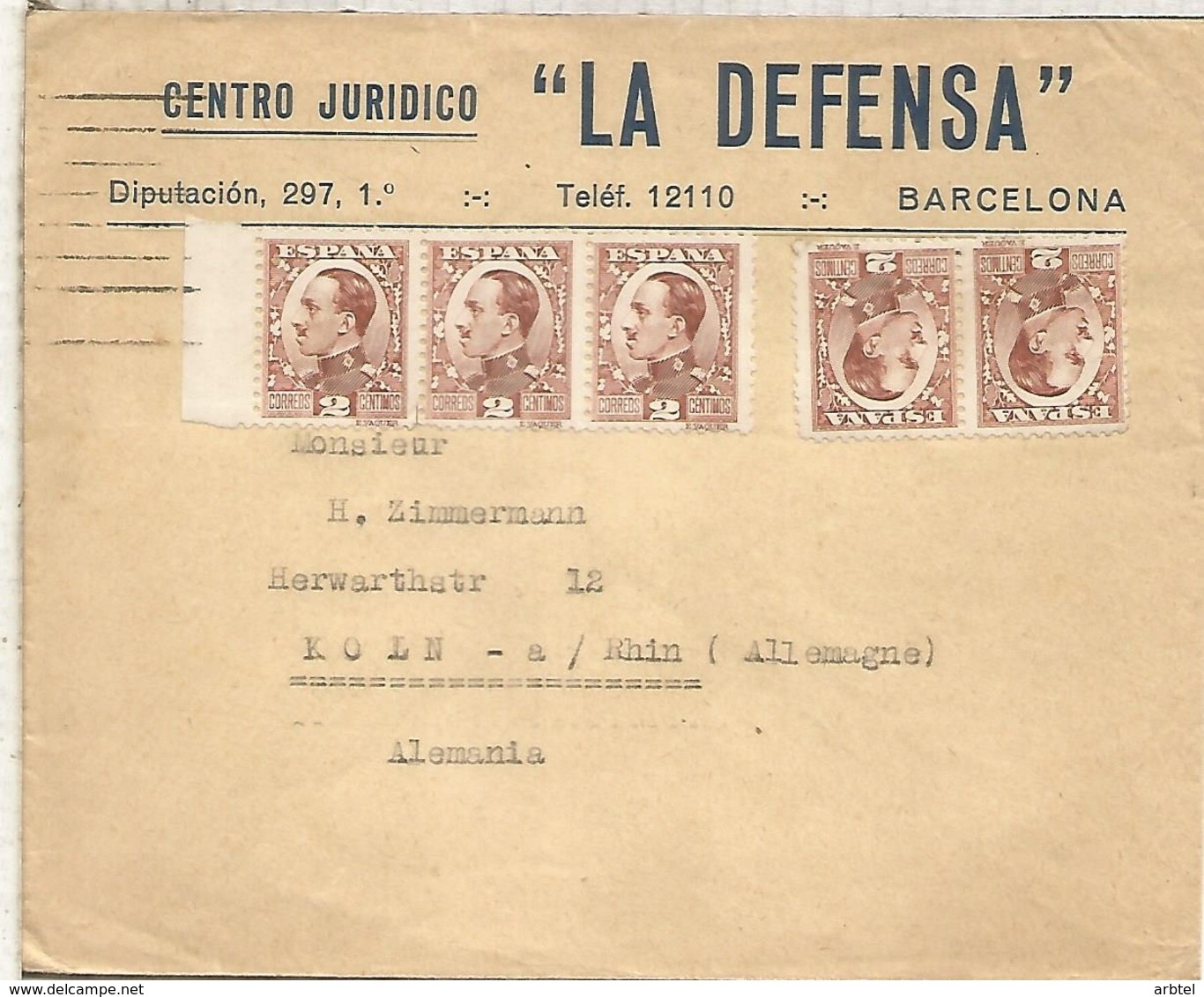 BARCELONA CC A USA SELLOS ALFONSO XIII VAQUER 5 X 2 CTS TARIFA IMPRESOS - Cartas & Documentos