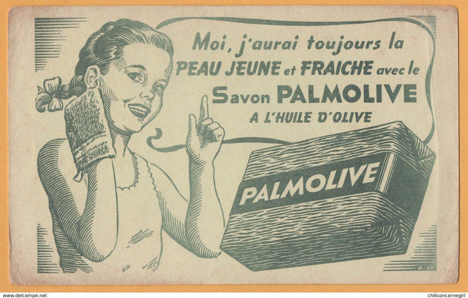 BUVARD - BLOTTING PAPER - Savon PALMOLIVE à L'huile D'Olive - Jeune Fille - Peau Jeune Et Fraîche - Profumi & Bellezza