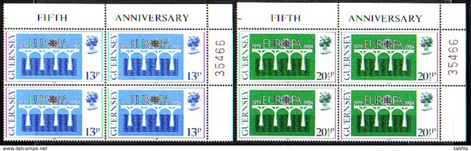 GUERNSEY - 1984 - Europe-CEPT - Bl De 4 Avec Corner Of Sheet - 1984