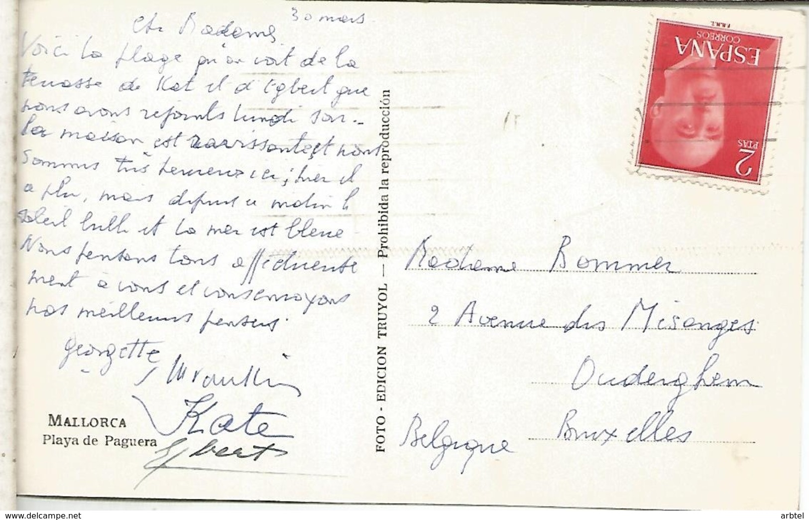 BALEARES TP PAGUERA SELLO FRANCO 2 PESETAS ROJO - Cartas & Documentos