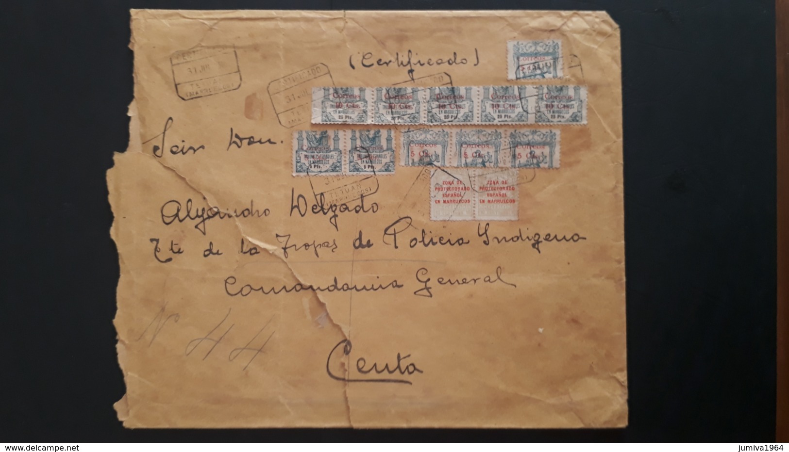 Maroc Espagnol - Marruecos - 1920 - Lettre Chargée Et Recommandée De Tetouan à Ceuta - RARE - Spanish Morocco